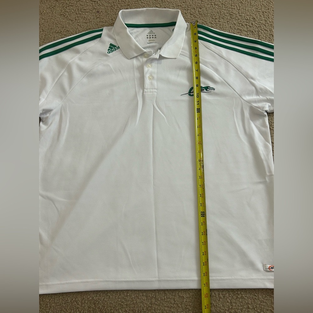 Adidas Dale Jr Racing Short Sleeve Polo Shirt Men’s 2XL White 3 Stripe - Picture 10 of 11